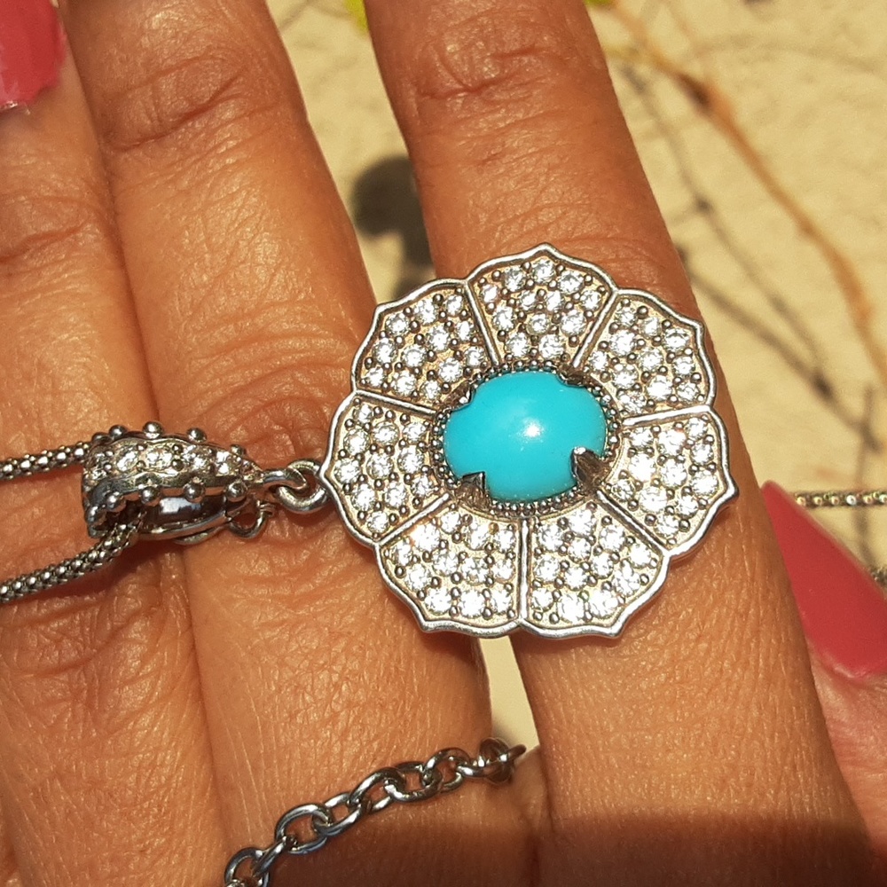 CLOSEOUT, 925 Genuine Sleeping Beauty Turquoise & Natural White Zircons. FIRM.